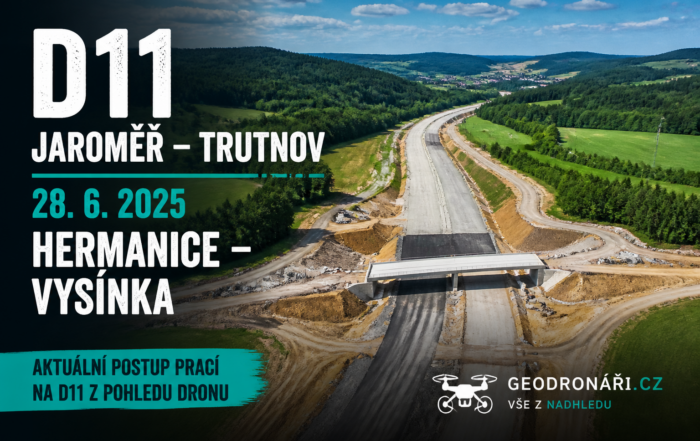 D11 Jaroměř–Trutnov, 28. 6. 2025: aktuální postup prací u Hermánic z pohledu dronu