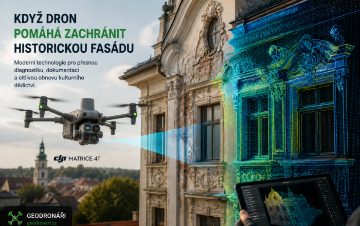 Dron DJI Matrice 4T skenuje historickou fasádu. „Když dron pomáhá zachránit historickou fasádu“ – moderní technologie pro diagnostiku, dokumentaci a obnovu kulturního dědictví