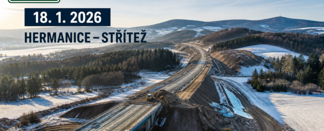 Výstavba dálnice D11 mezi Jaroměří a Trutnovem, úsek Hermanice–Střítež; datum 18. 1. 2026